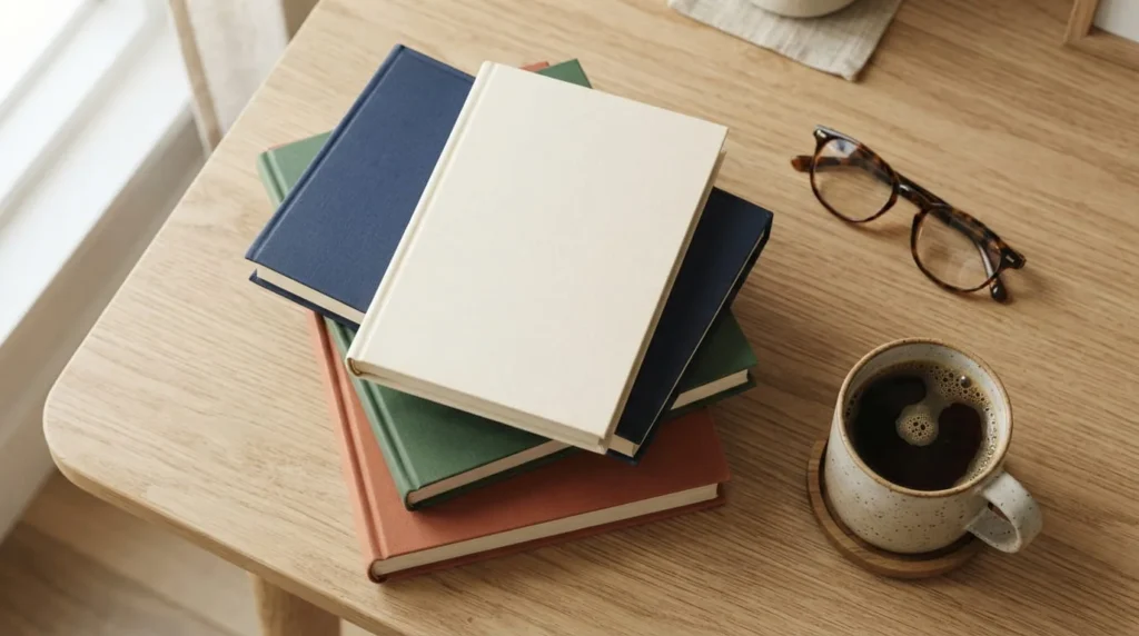 Best Finance Books to Read for Every Money Goal 1 Stack of finance books with reading glasses and coffee, representing a personal finance reading list