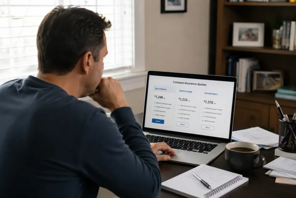 Average Homeowners Insurance Cost in the U.S. (2026) 3 comparing quotes to lower average homeowners insurance cost