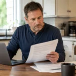 homeowner reviewing average homeowners insurance cost documents at home