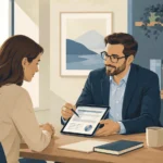 Financial advisor and client reviewing a fee schedule together to understand how financial advisors get paid
