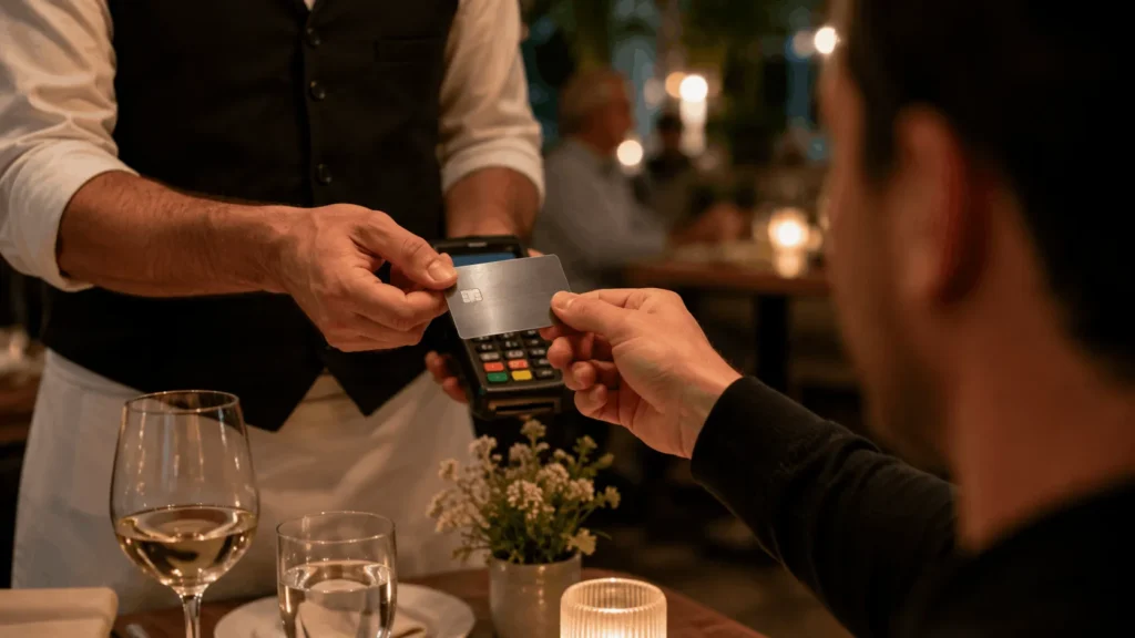 Best Metal Credit Cards Worth Carrying in 2026 2 paying with a metal credit card at a restaurant