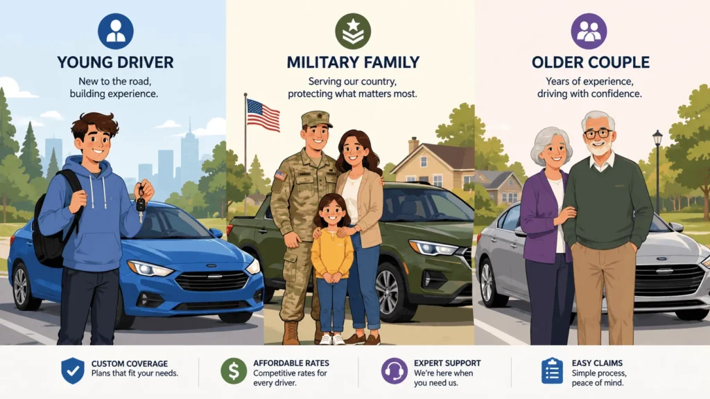 Best Car Insurance Company: How to Actually Pick One 2 Illustration comparing the best car insurance company for different types of drivers