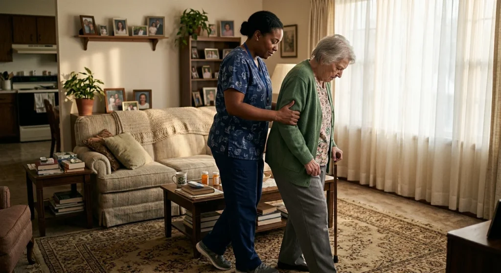home health aide performing one of the lowest paying jobs in the USA