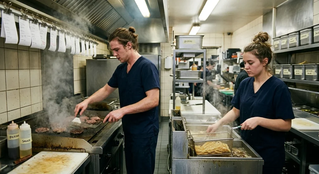 fast food kitchen cooks working the lowest paying job in the USA
