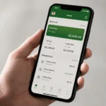 Person holding a smartphone open to a banking app before starting the process to close a Chime account