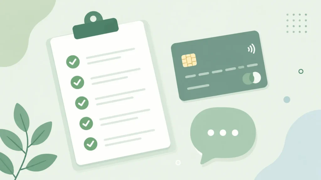 Checklist illustration representing the steps needed to close a Chime account