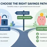 Illustration showing the difference between flexible money market access and locked CD terms
