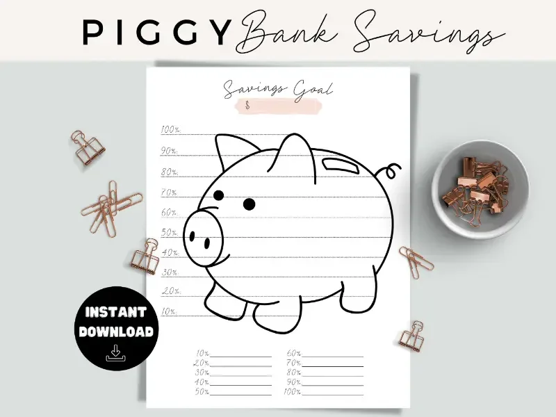 How Much of Your Paycheck Should You Save? (2026 US Guide) 3 Printable piggy bank savings goal tracker for building personal savings