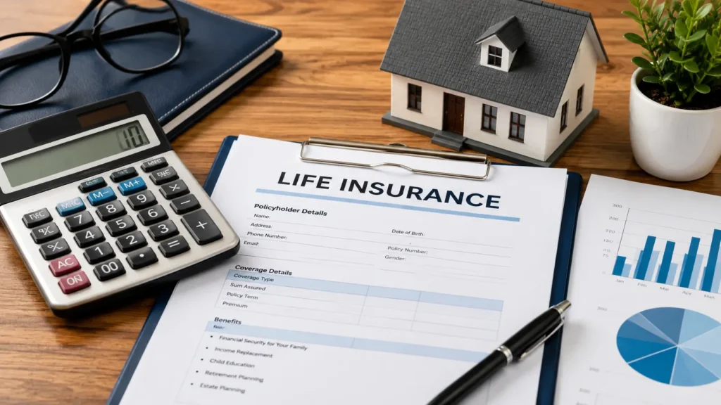 Financial planning desk showing who needs life insurance for debt protection