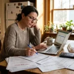 Person reviewing what happens when you file for bankruptcy paperwork at home