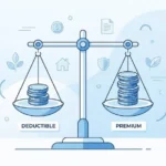 illustration showing what is a deductible in insurance and its relationship to monthly premium costs