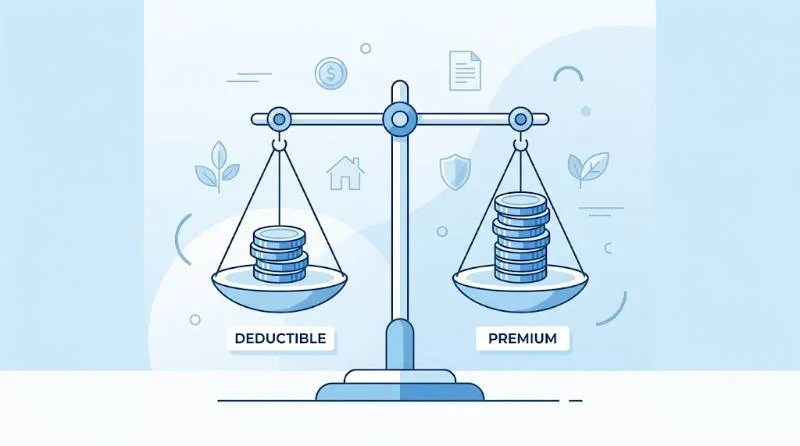 illustration showing what is a deductible in insurance and its relationship to monthly premium costs