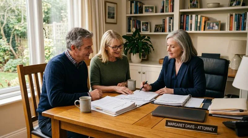 Couple learning what is a trust fund during a meeting with an estate planning attorney