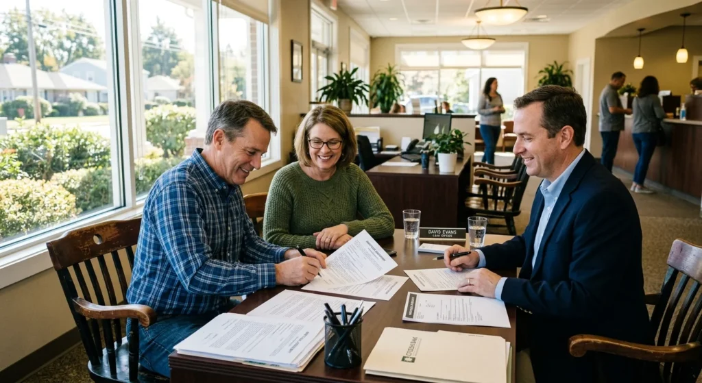What Is Debt? A Plain-English Breakdown 2 Couple signing mortgage paperwork, a common example of what is debt