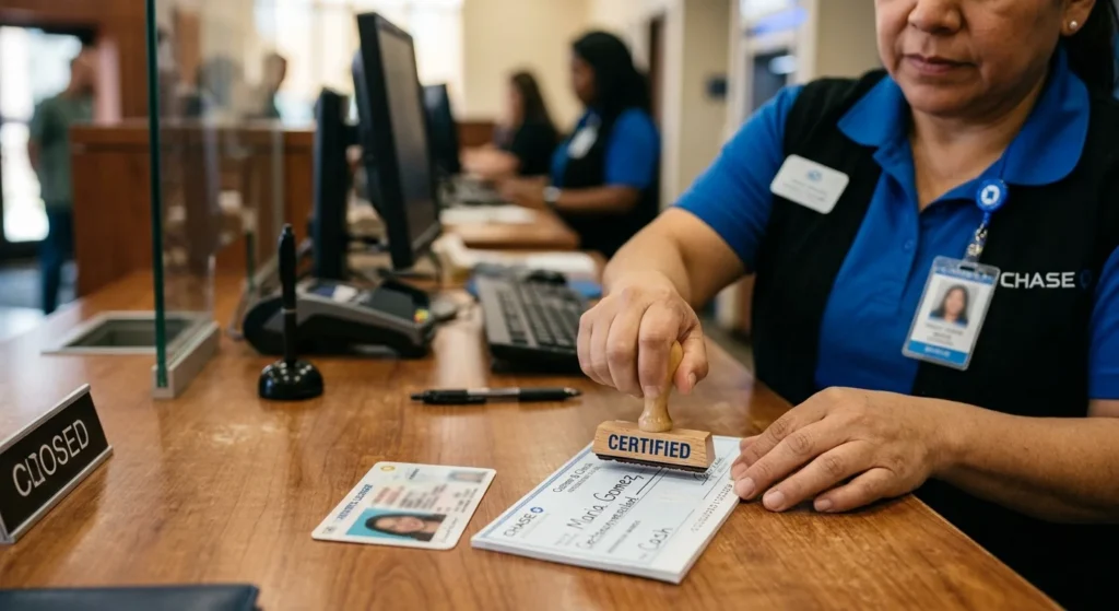 Bank Draft vs Certified Cheque: Which Is Safer? 2 Bank employee certifying a personal check, the step that separates a certified cheque from a bank draft