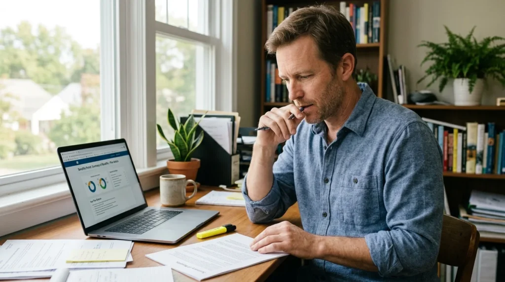 Difference Between HSA and FSA: Which Is Better? 2 Man checking plan eligibility to understand the difference between HSA and FSA