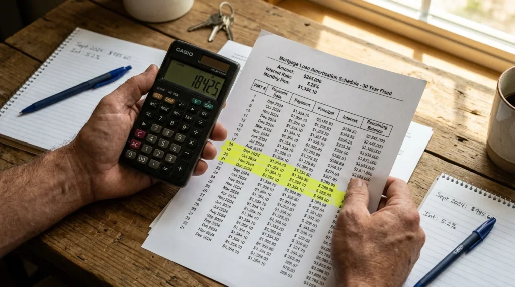 How Do Loans Work? A Plain-English Guide to Borrowing 2 Calculator and repayment schedule showing how loans work month by month