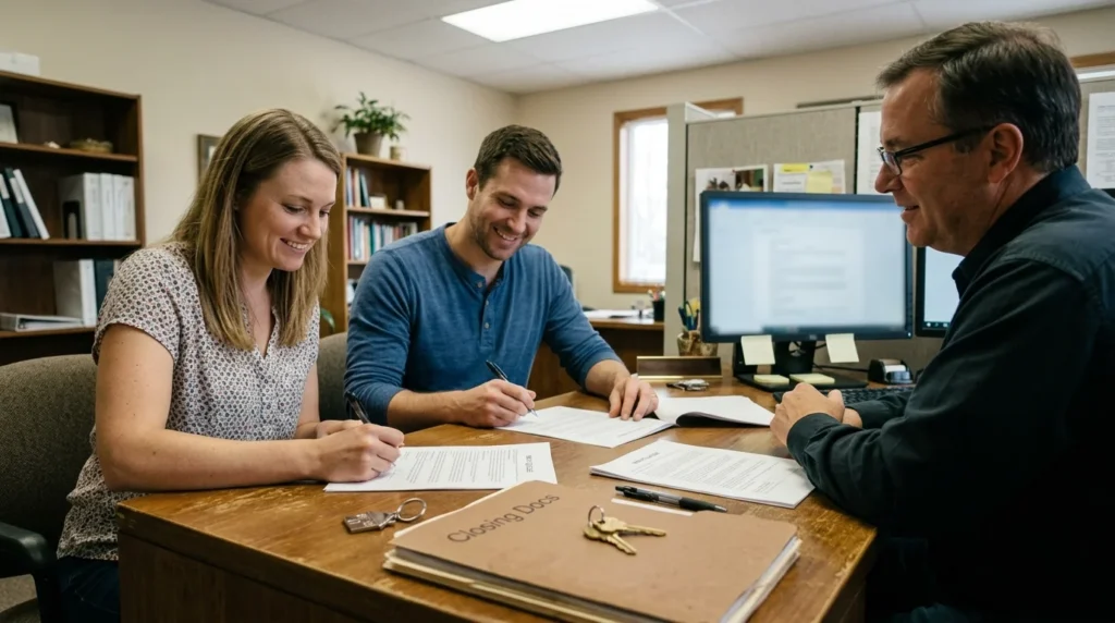 How Do Loans Work? A Plain-English Guide to Borrowing 3 Couple signing a mortgage, a common example of how do loans work for home buyers