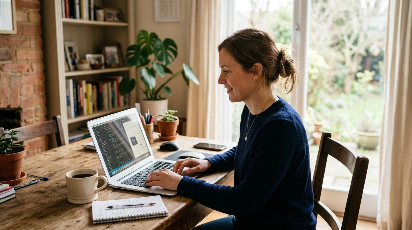 Woman at a laptop learning how to get a credit report free at home