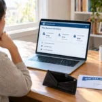How to Get a Replacement Social Security Card 6 Person at a desk using a laptop to learn how to get a replacement Social Security card