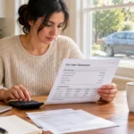 Person reviewing a loan statement to learn how to lower car payment without refinancing