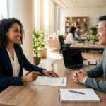 Job candidate learning how to negotiate salary during an offer discussion with a hiring manager