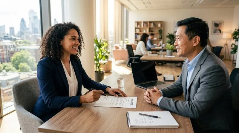 Job candidate learning how to negotiate salary during an offer discussion with a hiring manager