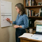 Business owner circling a deadline on a calendar to track when corporate taxes are due