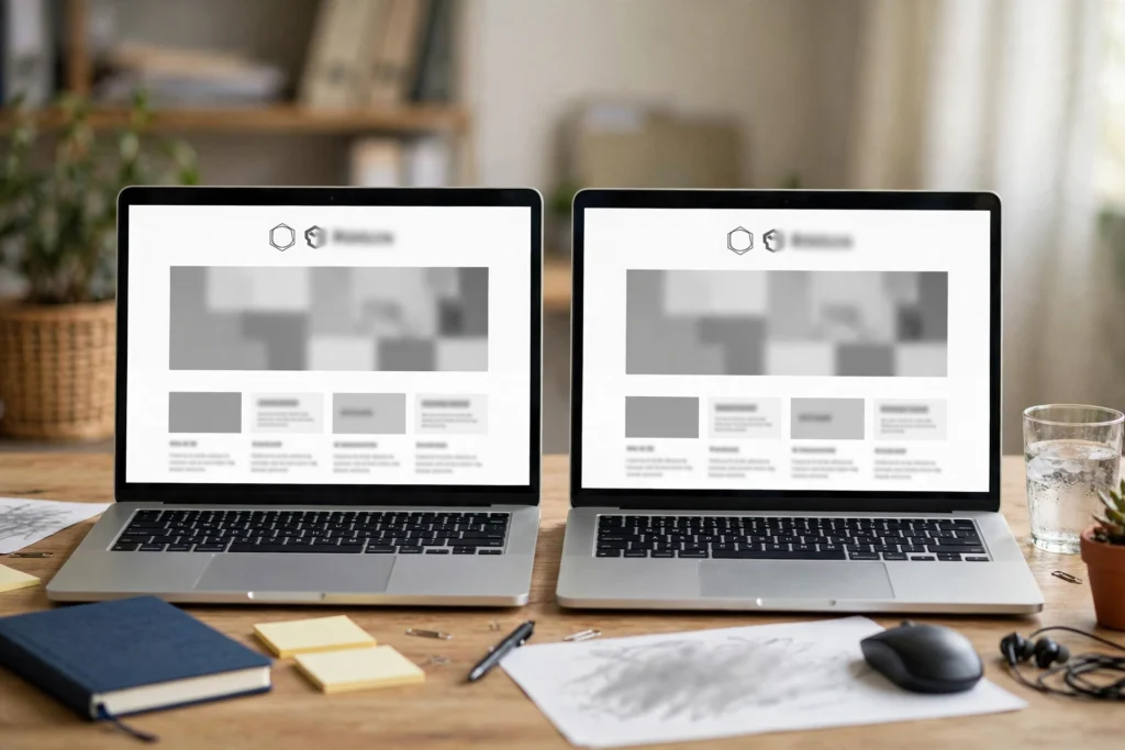 RobTheCoins Business: What the Company Is, What It Does, and How It Makes Money 2 Two laptop screens side by side showing two similar websites using the same RobTheCoins brand name